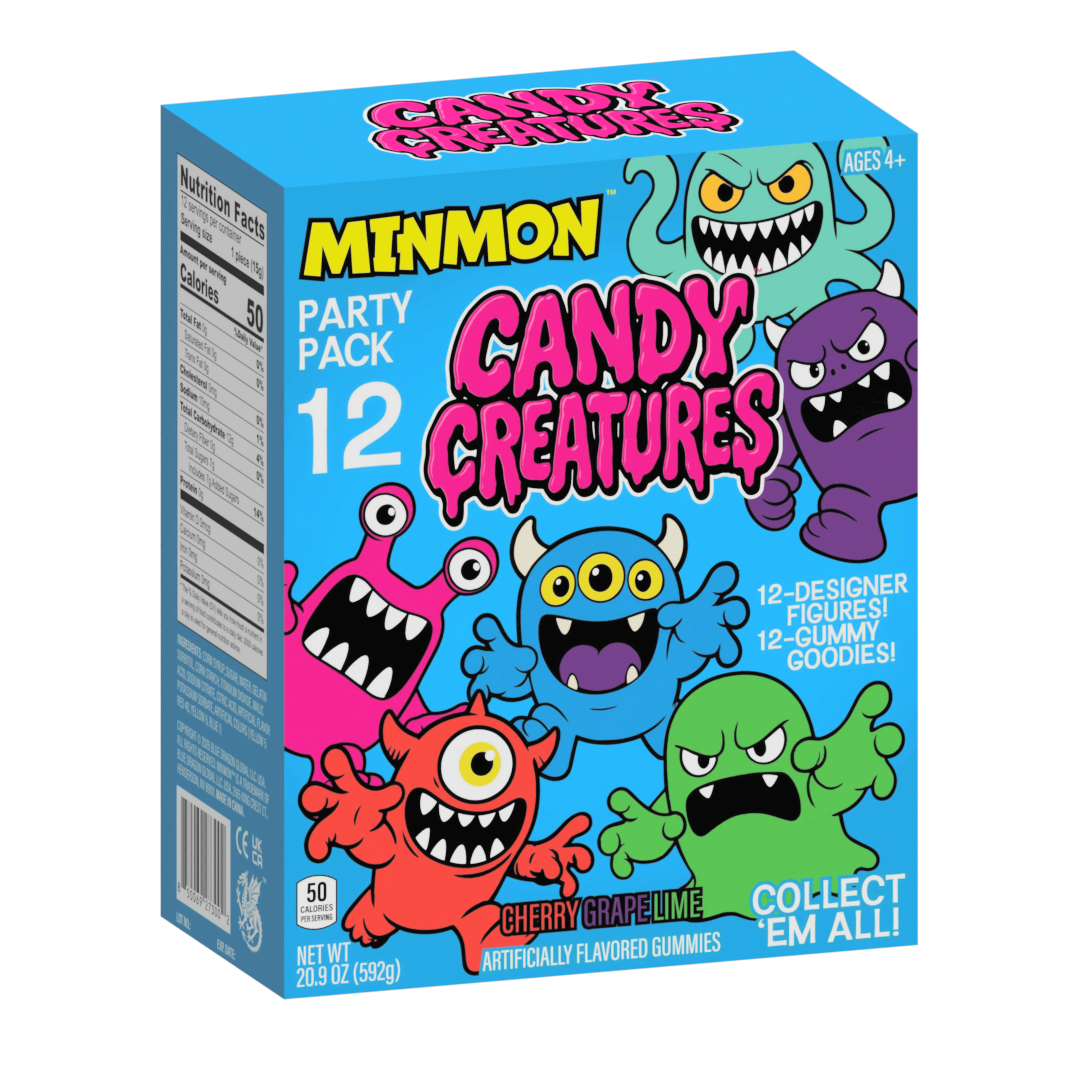 CANDY CREATURES | MINMON™ | 12-Pack | Party Pack | Toy + Candy Surprise | Blind Box