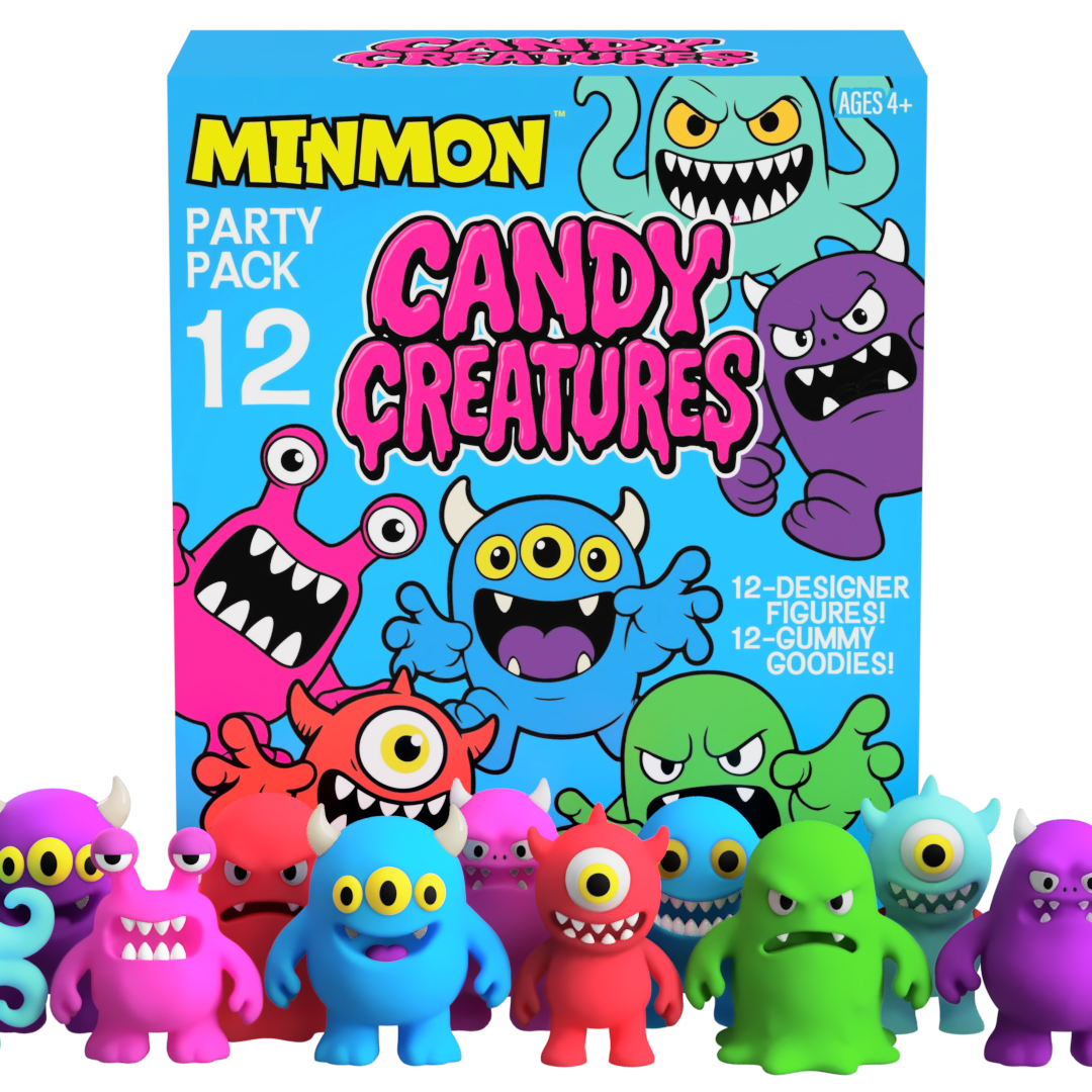 CANDY CREATURES | MINMON™ | 12-Pack | Party Pack | Toy + Candy Surprise | Blind Box